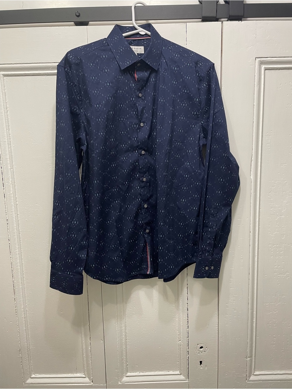 Ted Baker London Navy Button-Down Shirt with Contrast Trim Men’s Large